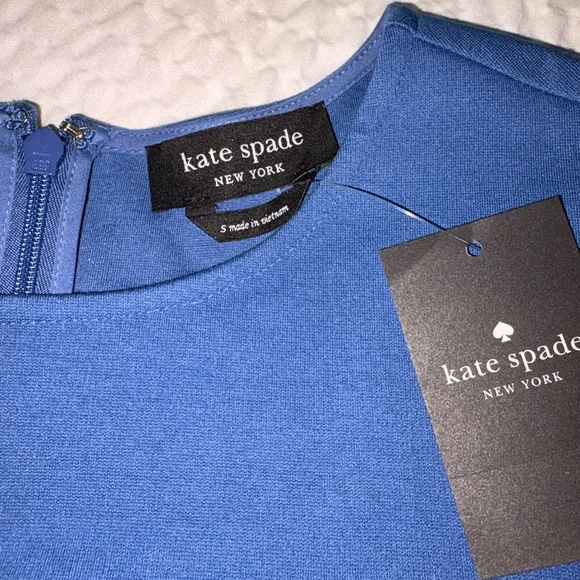 ✨FLASH SALE✨Kate Spade Ponte Puff Sleeve Shift Dress Astral Blue Dress Size S - Picture 5 of 9